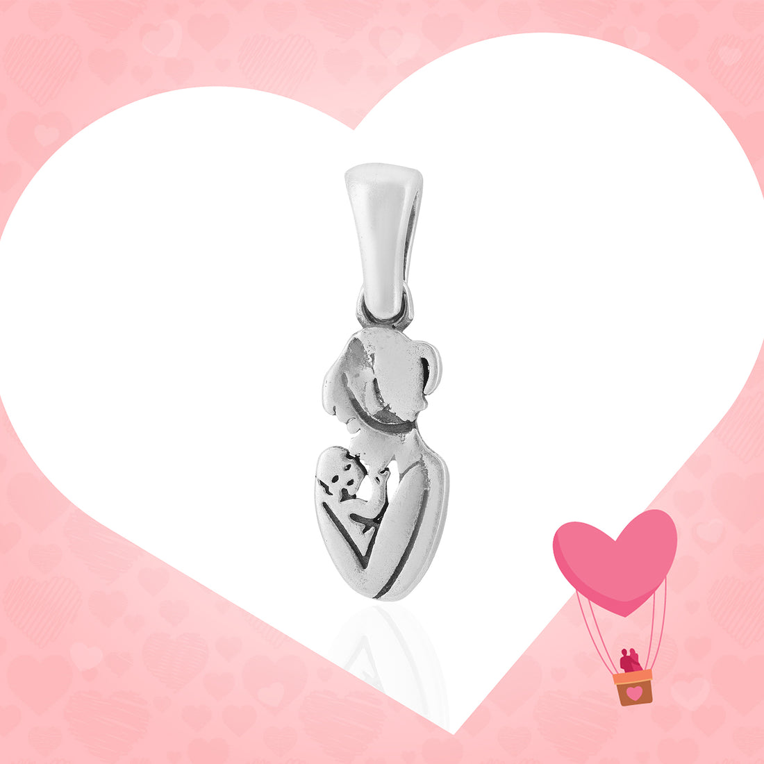 Mother Holding Baby Rhodium Plated 925 Pendants