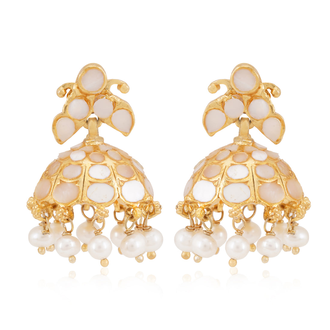 Mother Of Pearl Mist Jhumka Earrings