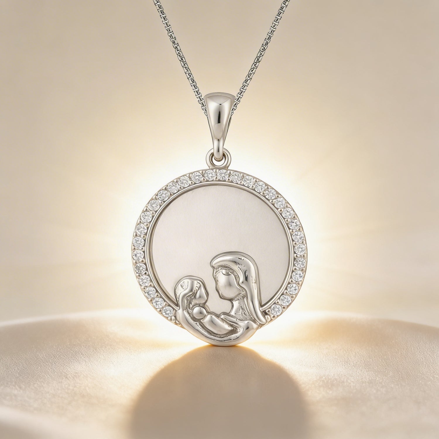 Motherhood Sphere Frame 925 Sterling Silver Engraving Pendant for women