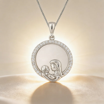 Motherhood Sphere Frame 925 Sterling Silver Engraving Pendant for women