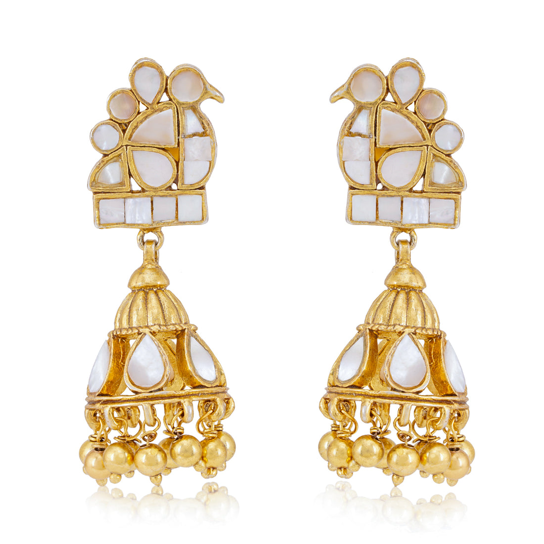 Motif Peacock Jhumka Gold Plated Earring