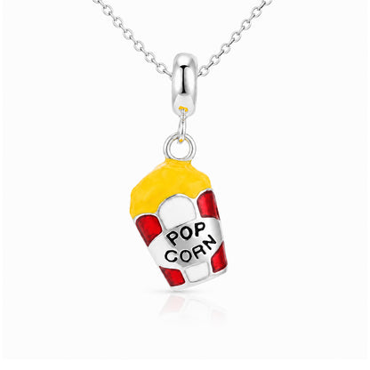Movie Magic Popcorn 925 Sterling Silver Charm Pendant