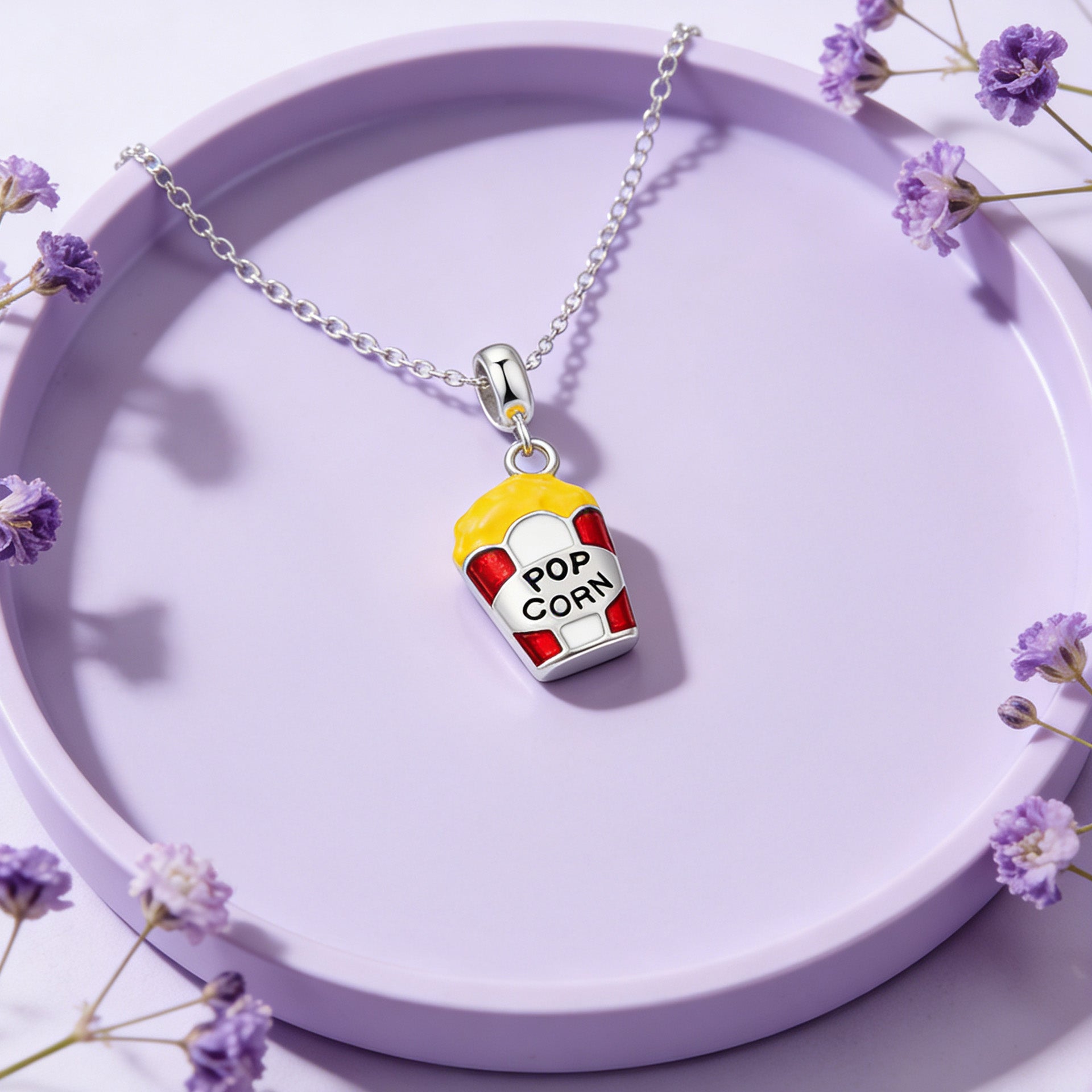 Movie Magic Popcorn 925 Sterling Silver Charm Pendant