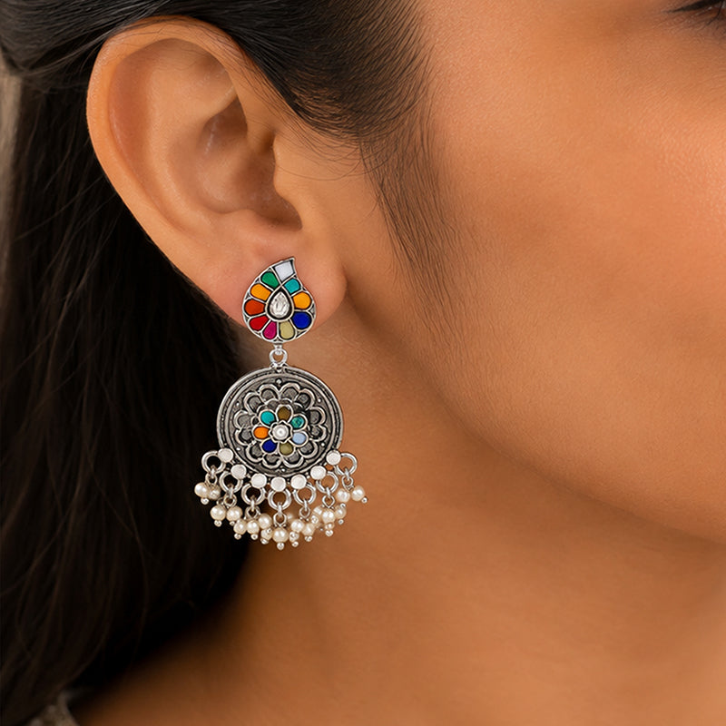Multi Color Paisley Chandbali Earrings
