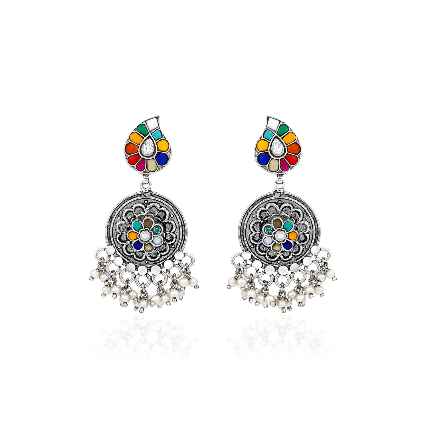 Multi Color Paisley Chandbali Earrings