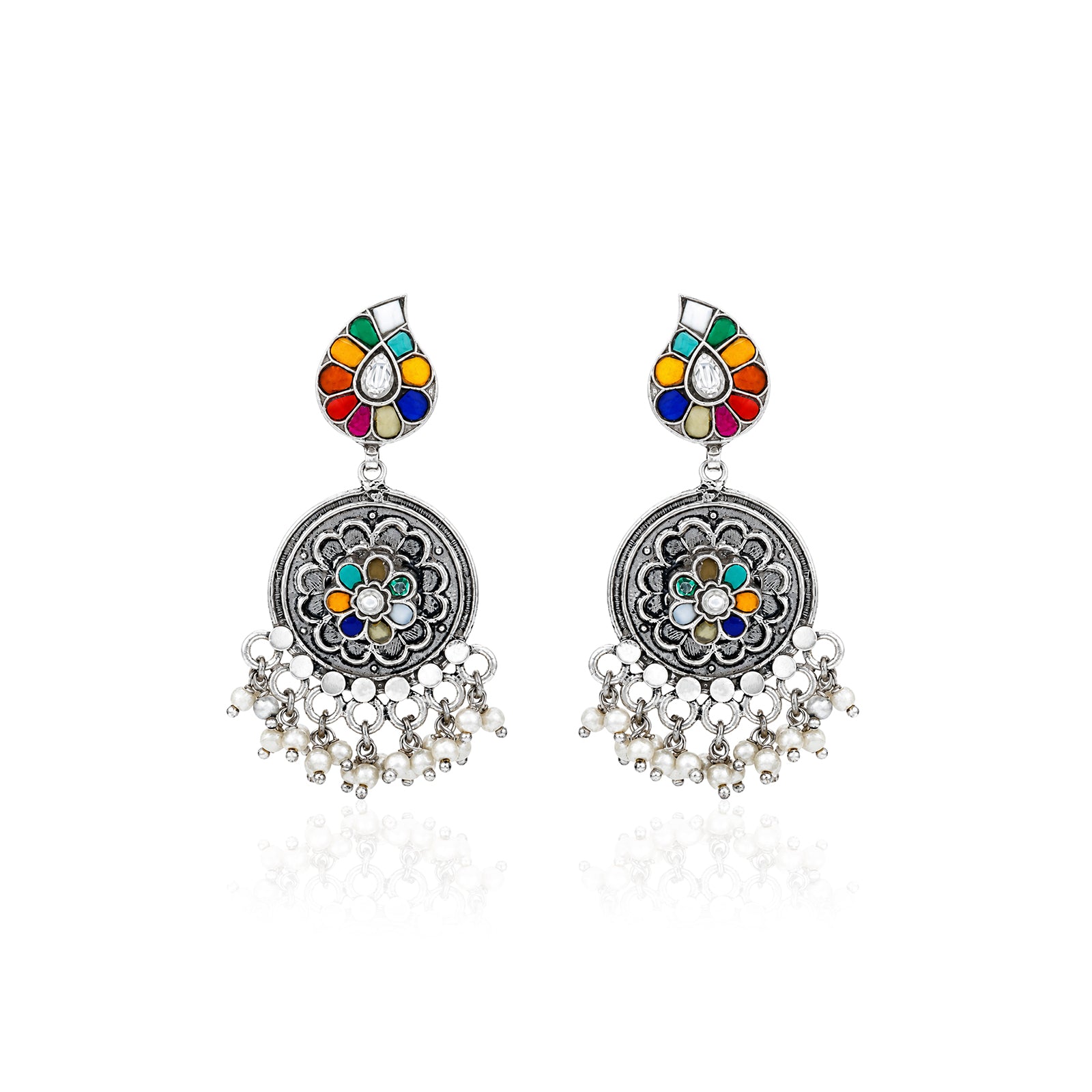 Multi Color Paisley Chandbali Earrings