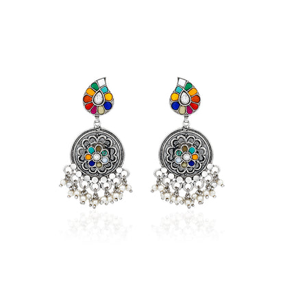 Multi Color Paisley Chandbali Earrings