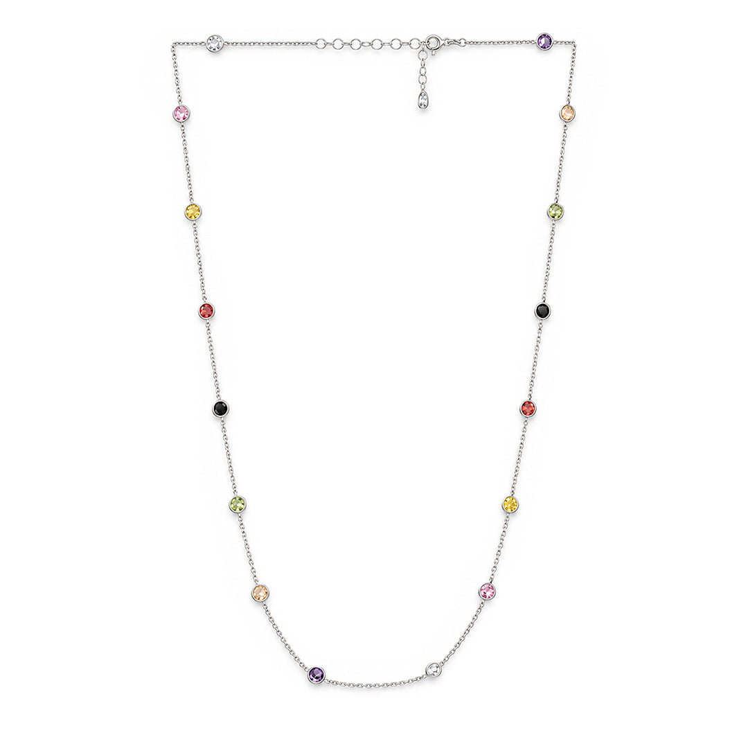 Multi Color Station Sterling Silver Chain