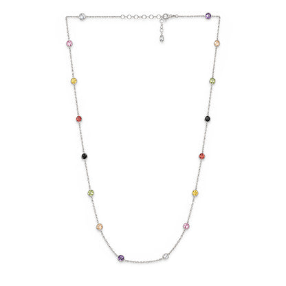 Multi Color Station Sterling Silver Chain