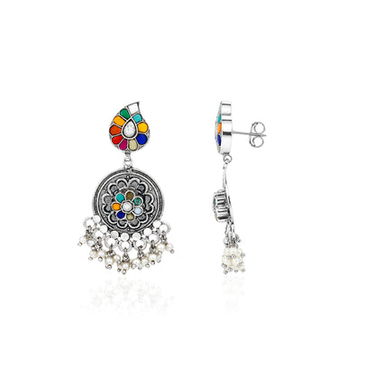 Multi Color Paisley Chandbali Earrings