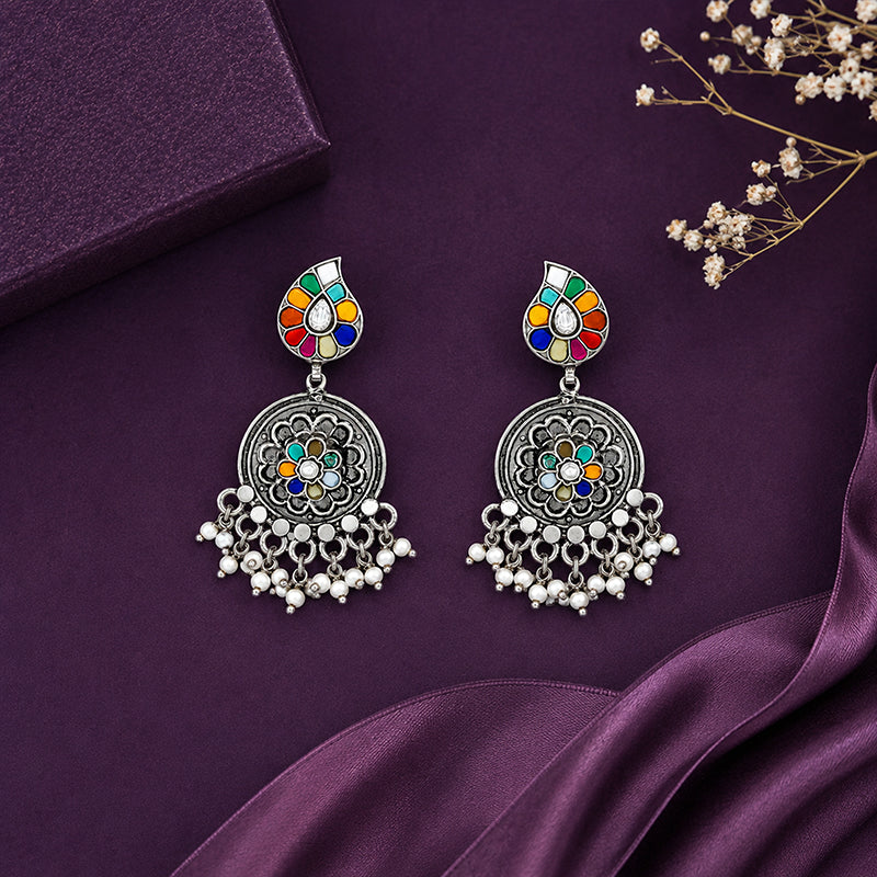 Multi Color Paisley Chandbali Earrings