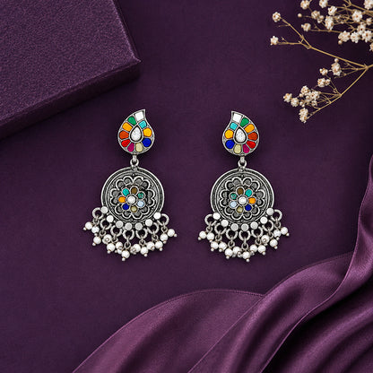 Multi Color Paisley Chandbali Earrings