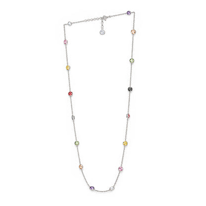 Multi Color Station Sterling Silver Chain