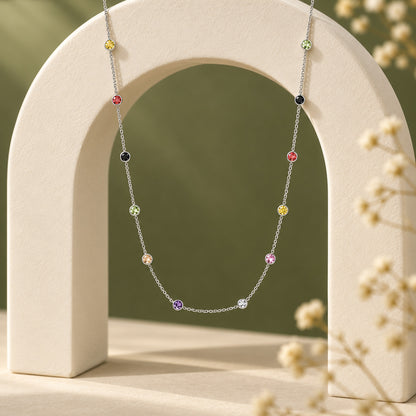 Multi Color Station Sterling Silver Chain