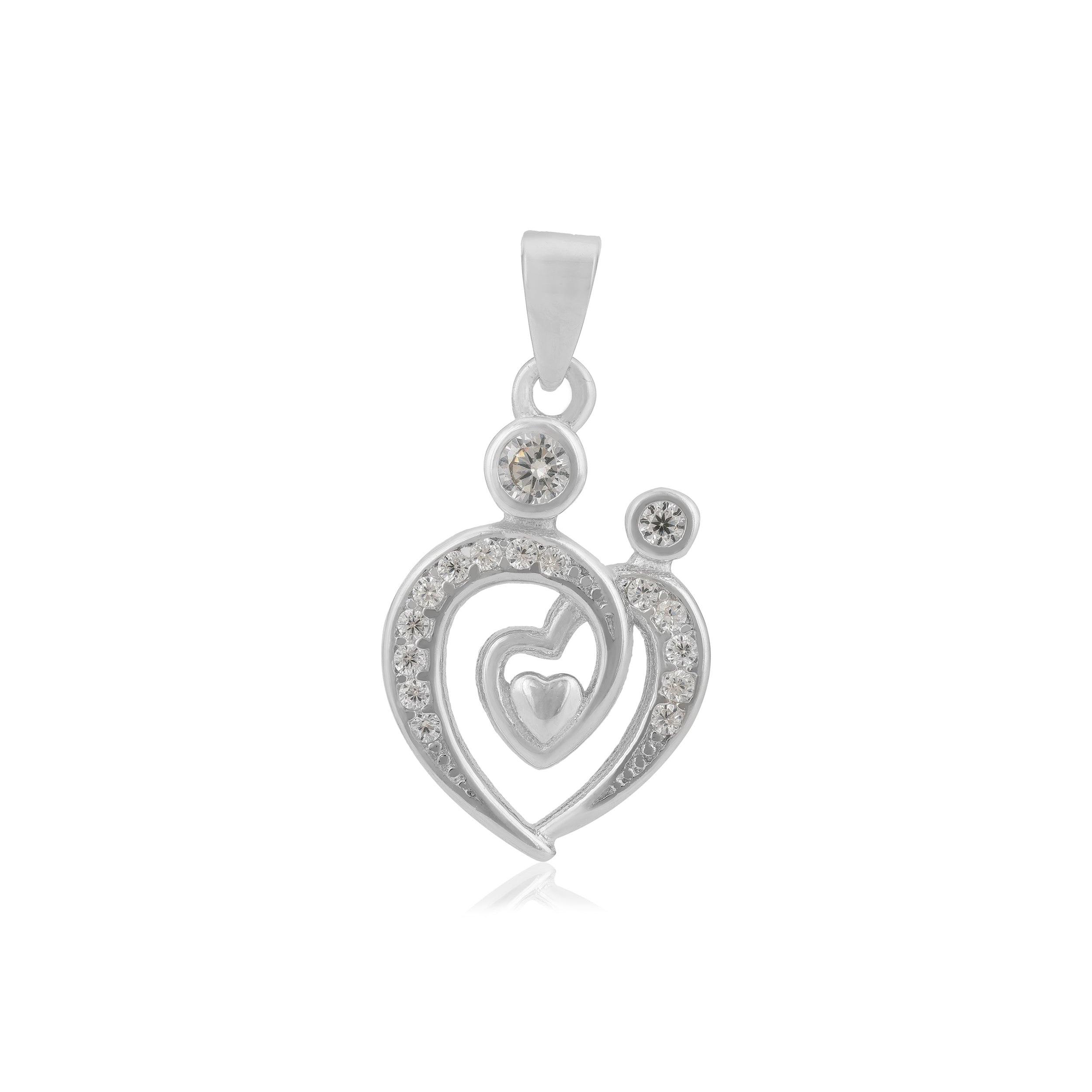 925 Multi Hearts Rhodium Plated Fusion Pendants