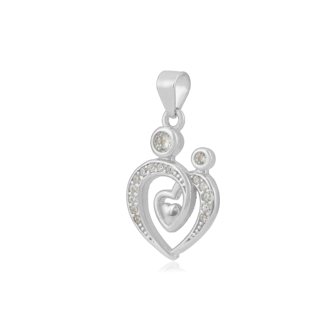 925 Multi Hearts Rhodium Plated Fusion Pendants