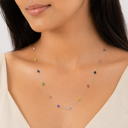 Multicolor Stone Charm 925 Sterling Silver Designer Chain