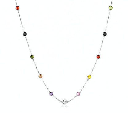 Multicolor Stone Charm 925 Sterling Silver Designer Chain