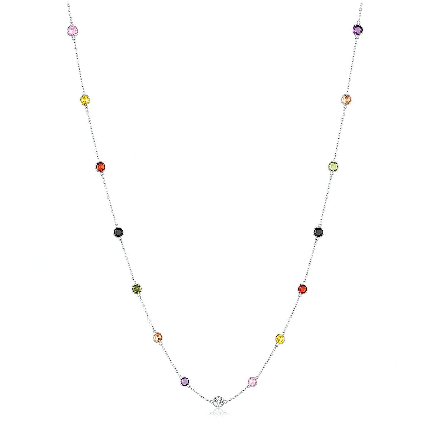 Multicolor Stone Charm 925 Sterling Silver Designer Chain
