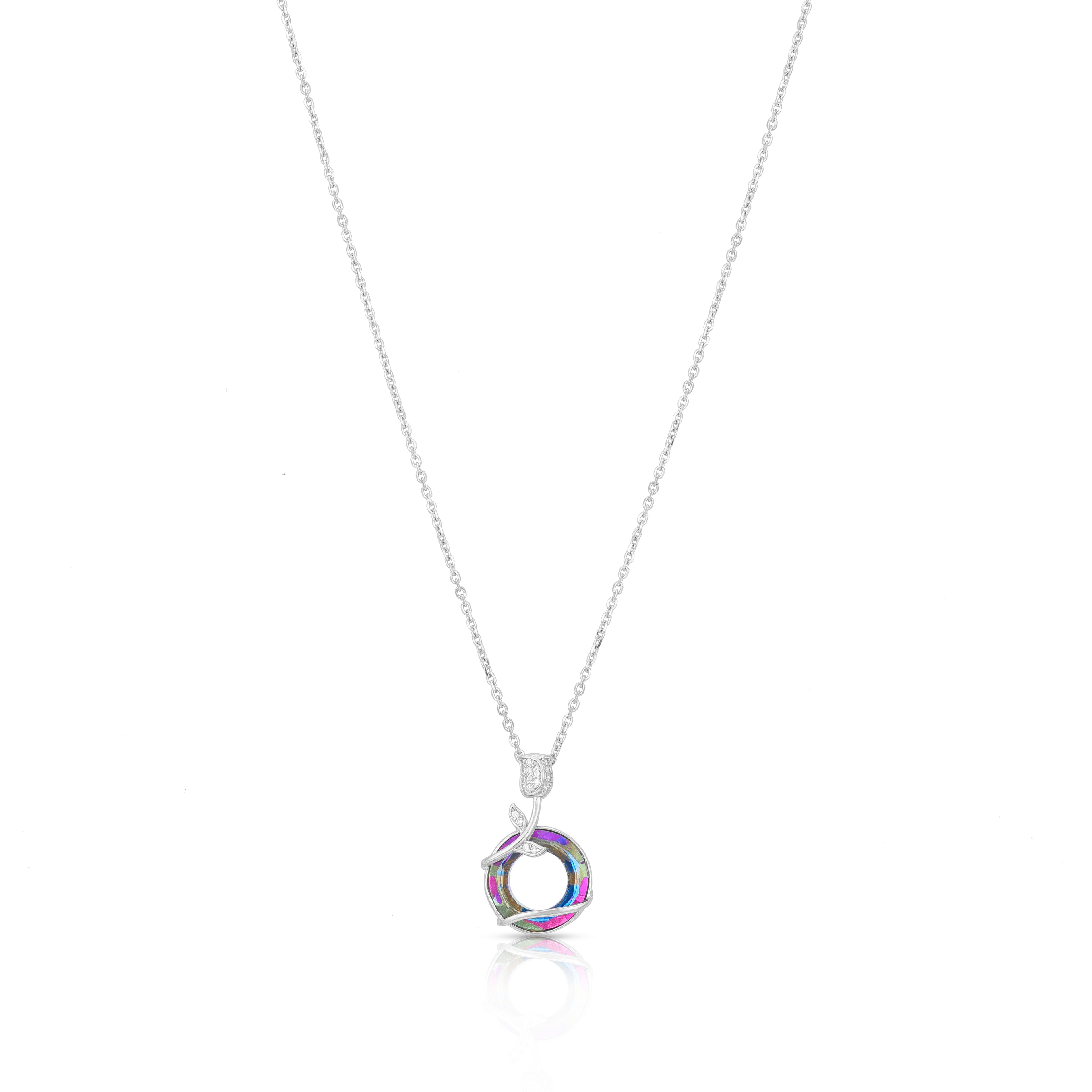 Multicolour Spiral Elegance 925 Sterling Silver Chain Pendant for Women