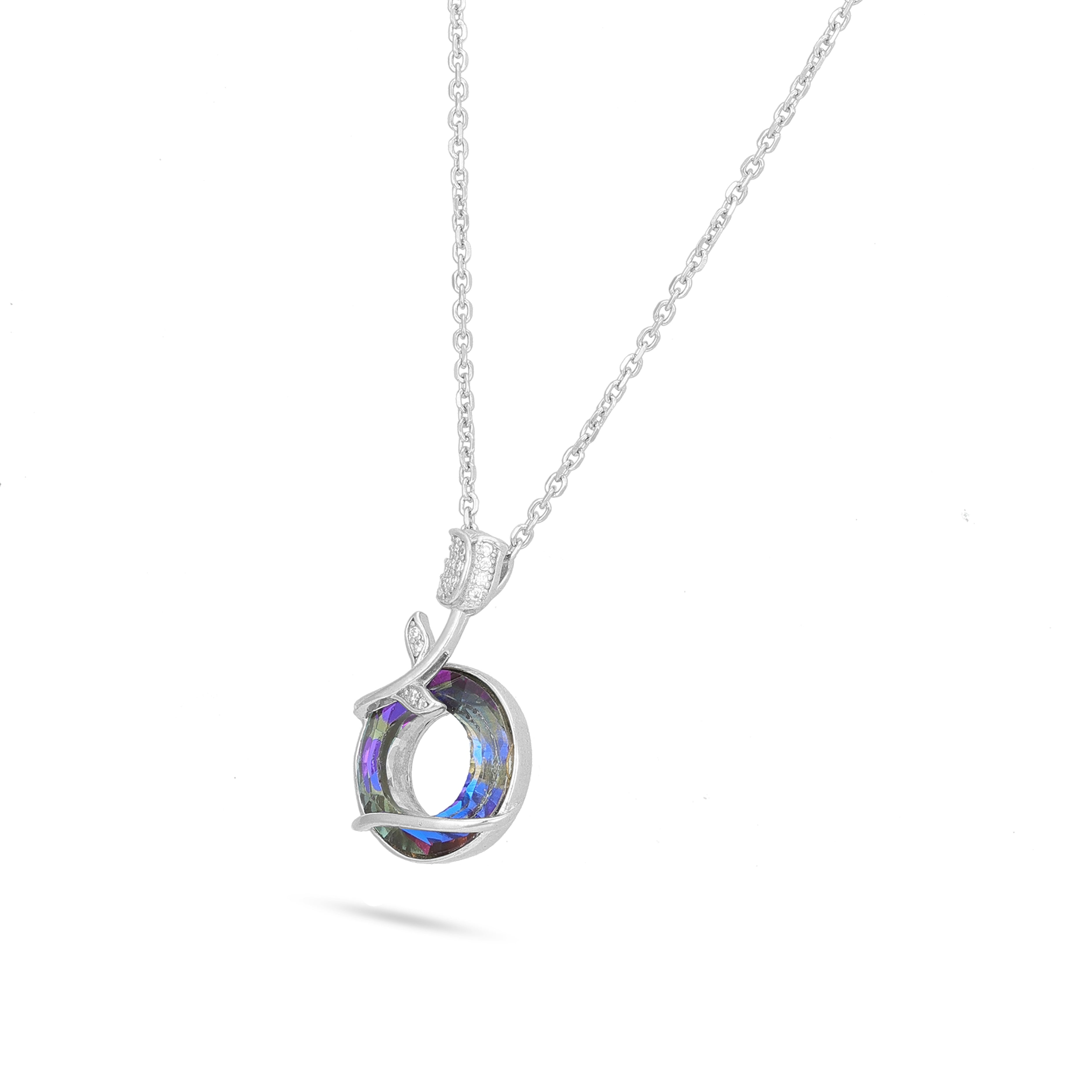 Multicolour Spiral Elegance 925 Sterling Silver Chain Pendant for Women