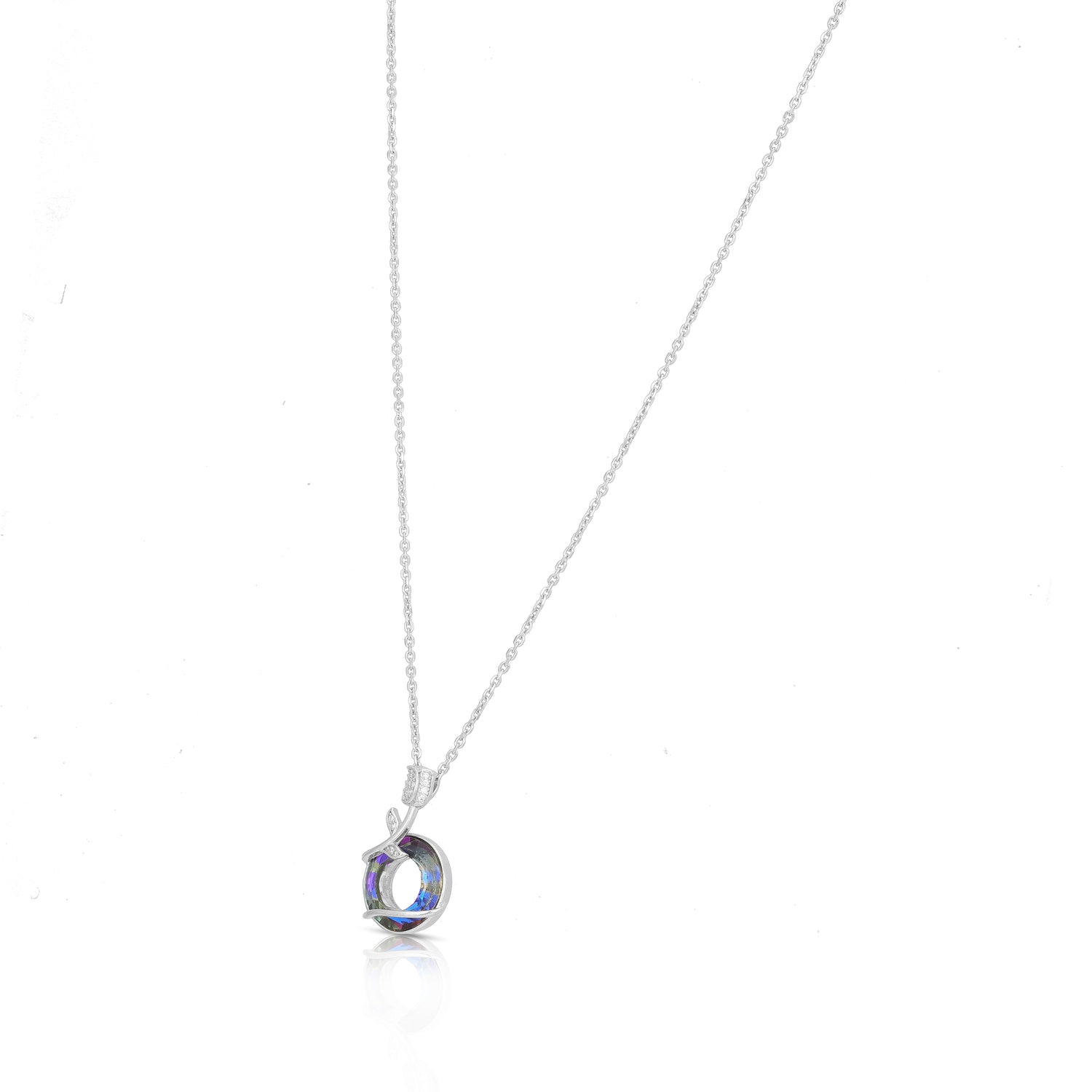 Multicolour Spiral Elegance 925 Sterling Silver Chain Pendant for Women