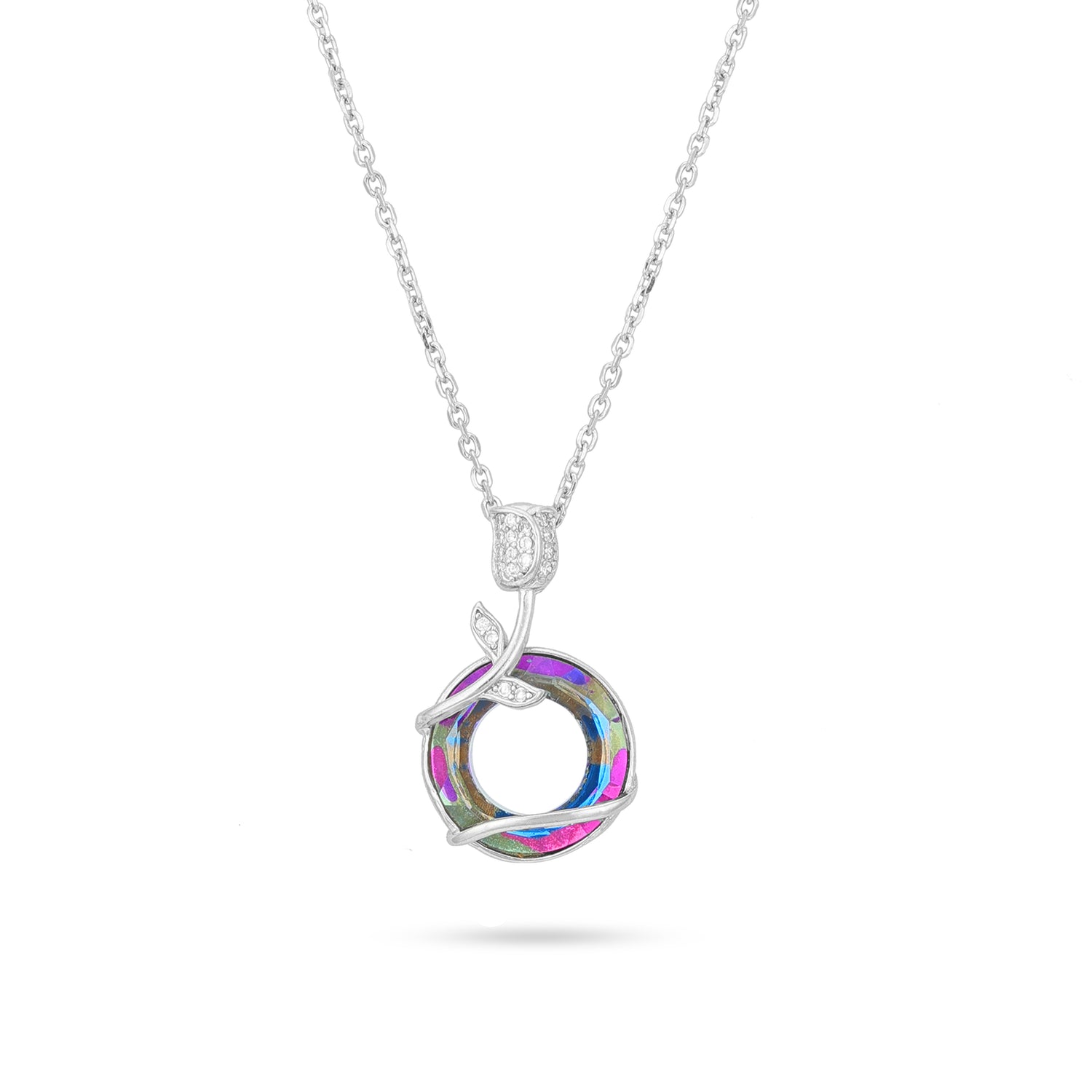 Multicolour Spiral Elegance 925 Sterling Silver Chain Pendant for Women