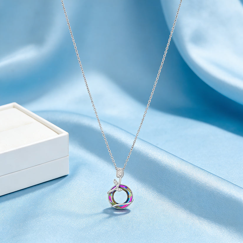 Multicolour Spiral Elegance 925 Sterling Silver Chain Pendant for Women
