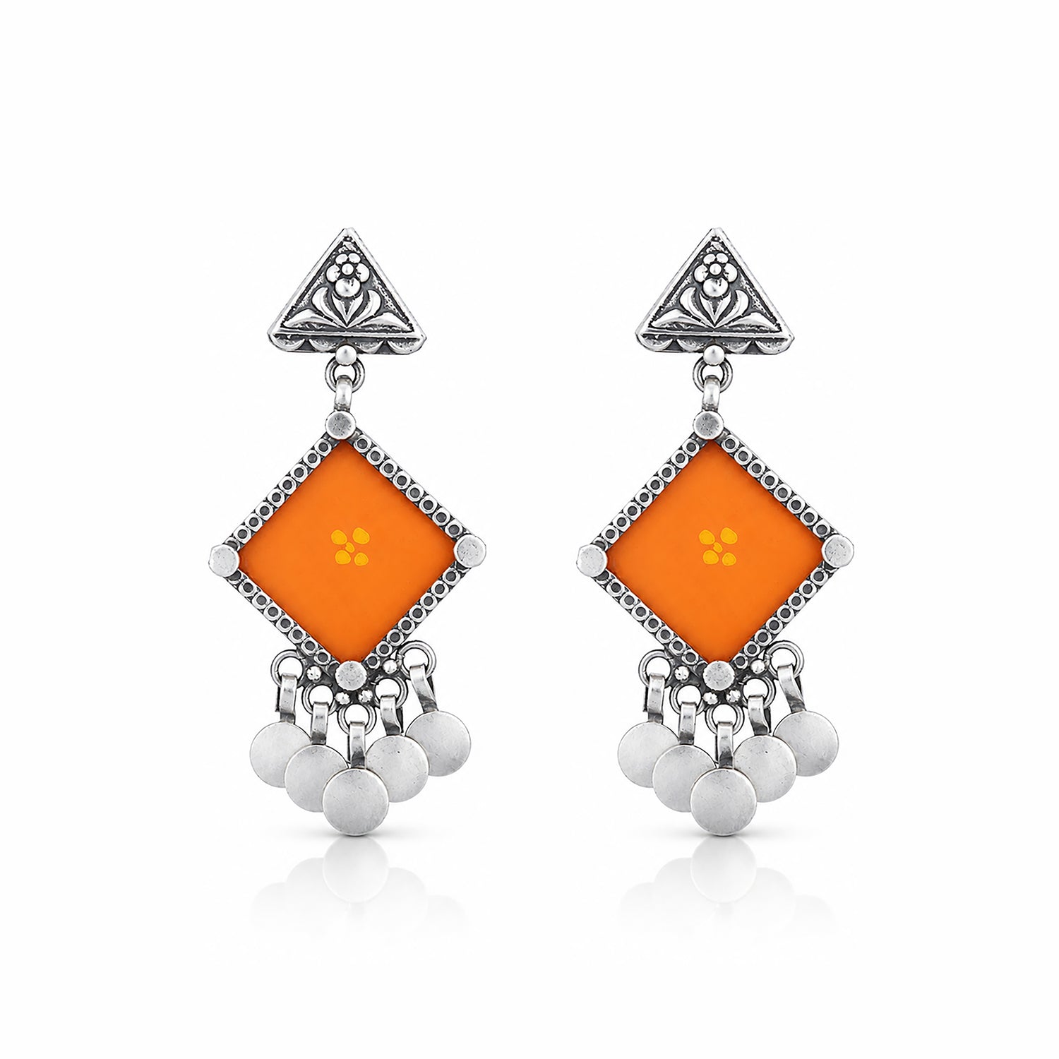 Mustard Tribal Charm 925 Sterling Silver Statement Earring