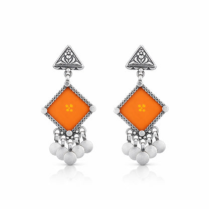 Mustard Tribal Charm 925 Sterling Silver Statement Earring