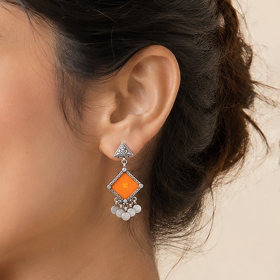 Mustard Tribal Charm 925 Sterling Silver Statement Earring
