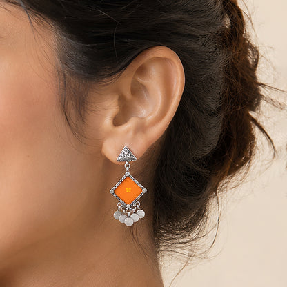 Mustard Tribal Charm 925 Sterling Silver Statement Earring