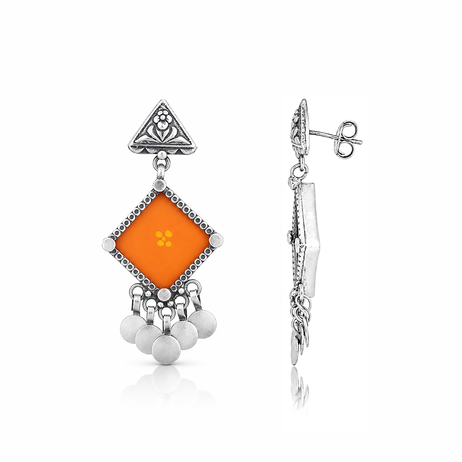 Mustard Tribal Charm 925 Sterling Silver Statement Earring