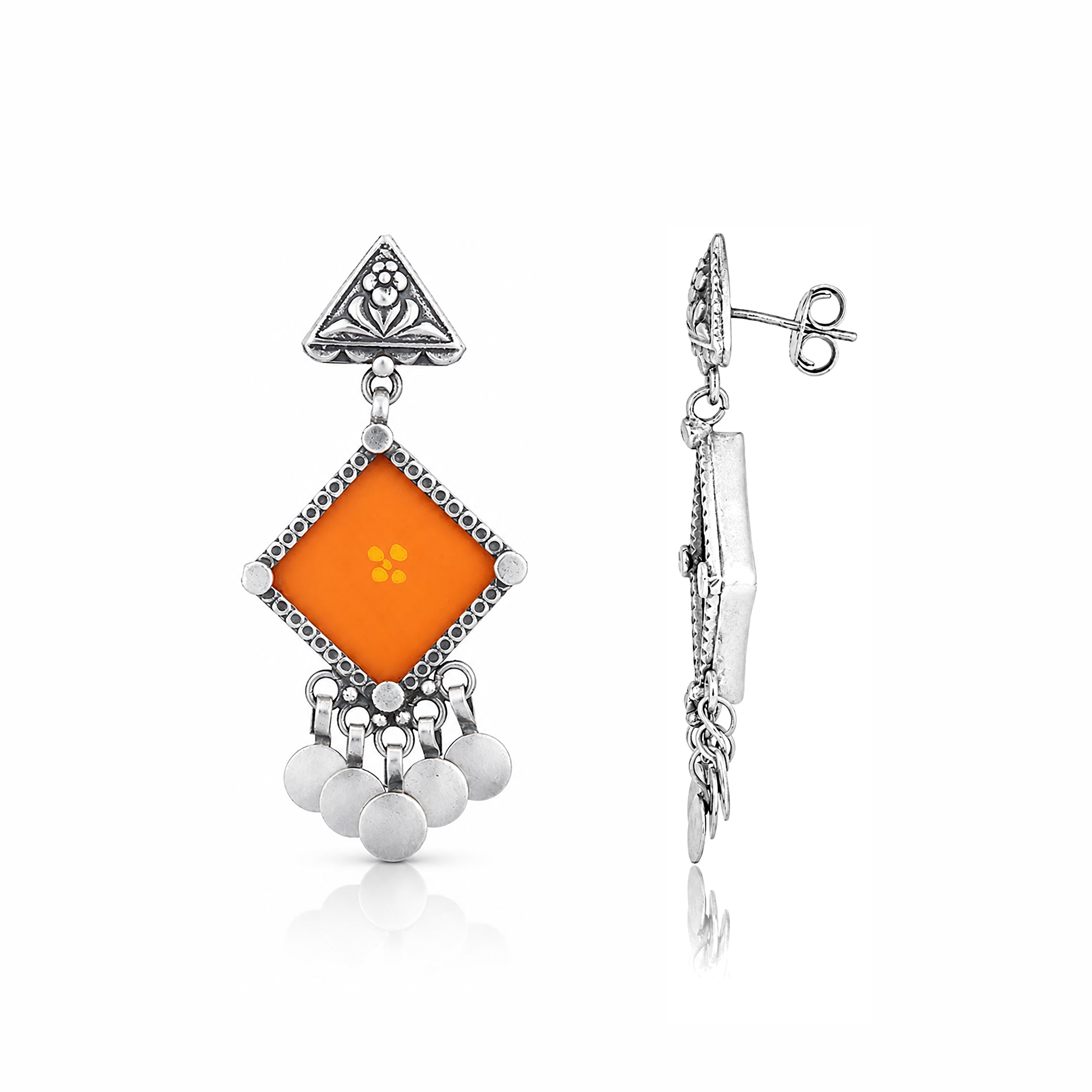 Mustard Tribal Charm 925 Sterling Silver Statement Earring