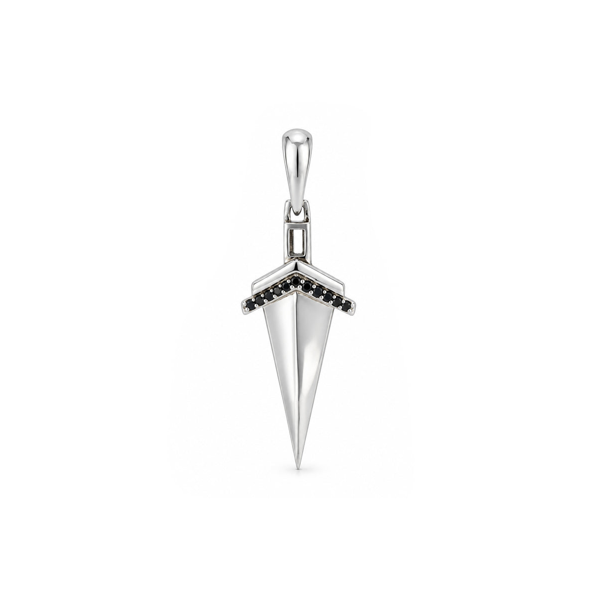 Mystic Black Stone Arrowhead Silver Pendant