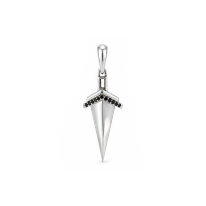 Mystic Black Stone Arrowhead Silver Pendant