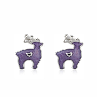 Mystic Purple Reindeer 925 Sterling Silver Earring