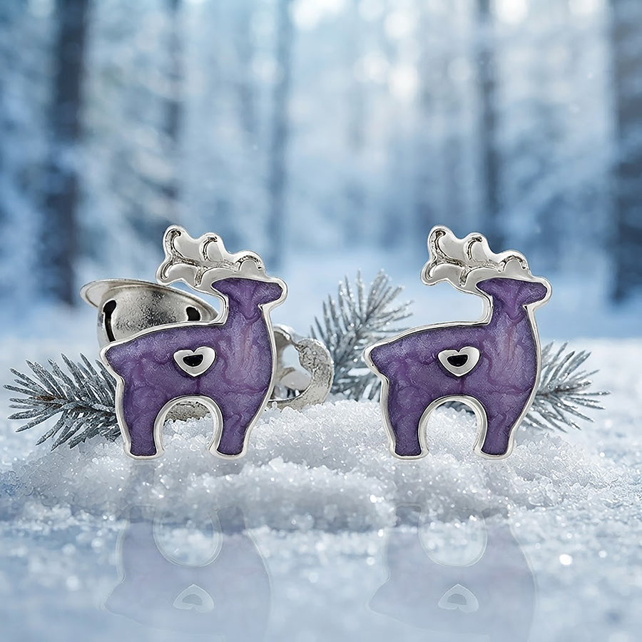 Mystic Purple Reindeer 925 Sterling Silver Earring