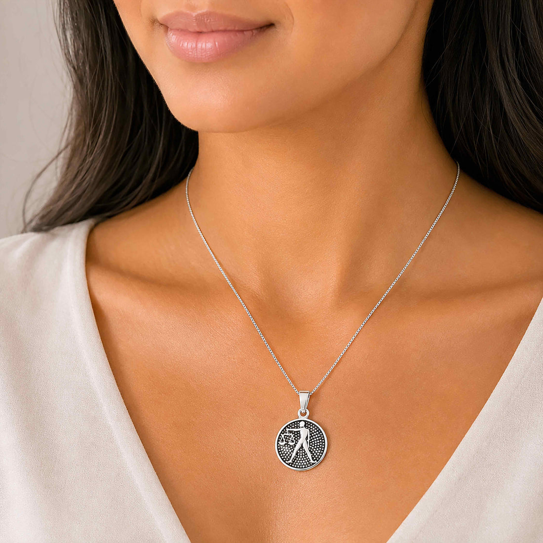 Mystical Horoscope Libra 925 Sterling Silver Pendant for Women