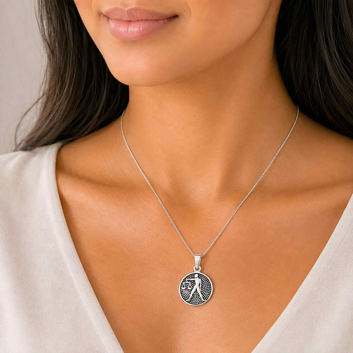 Mystical Horoscope Libra 925 Sterling Silver Pendant for Women