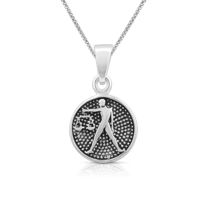 Mystical Horoscope Libra 925 Sterling Silver Pendant for Women
