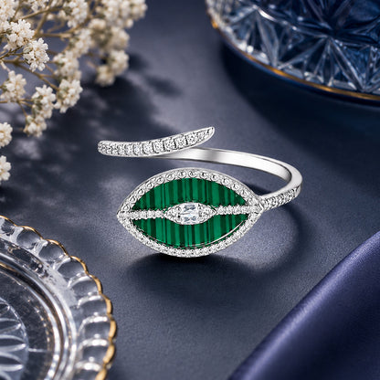 Mystical Green Aura 925 Sterling Silver ring for women