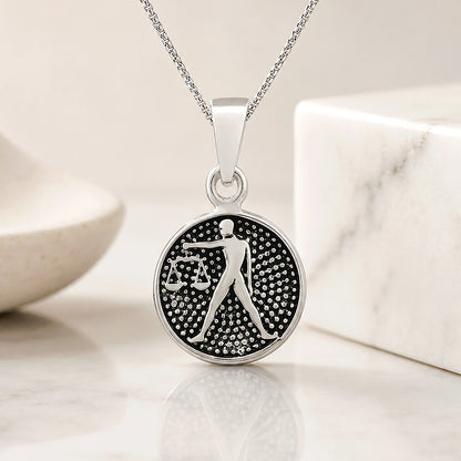 Mystical Horoscope Libra 925 Sterling Silver Pendant for Women