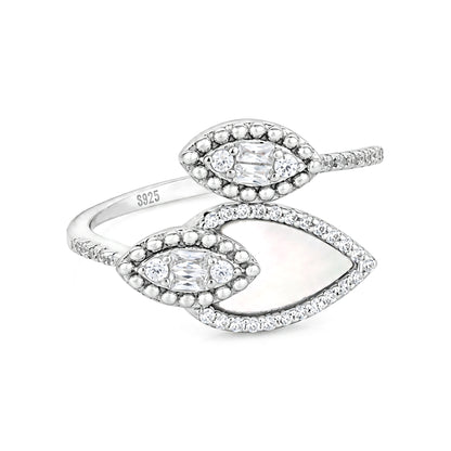 Nature Inspired Halo Petal Charm 925 Sterling Silver Ring for women