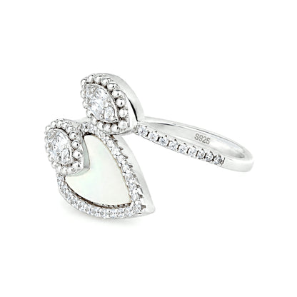 Nature Inspired Halo Petal Charm 925 Sterling Silver Ring for women