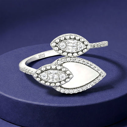 Nature Inspired Halo Petal Charm 925 Sterling Silver Ring for women