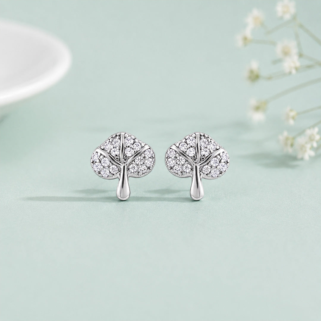 Nature Tree Sparkle 925 Sterling Silver Stud for Women