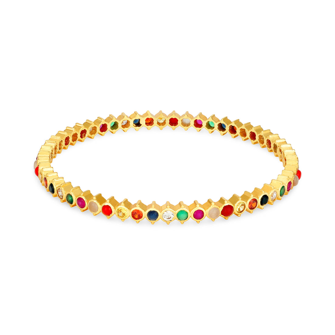Navaratna Aura Glow 925 Sterling Silver Bangle for Women