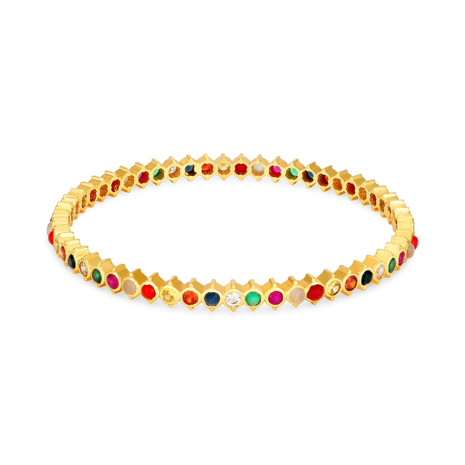 Navaratna Aura Glow 925 Sterling Silver Bangle for Women