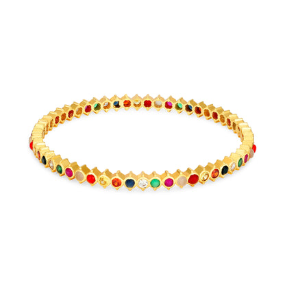 Navaratna Aura Glow 925 Sterling Silver Bangle for Women